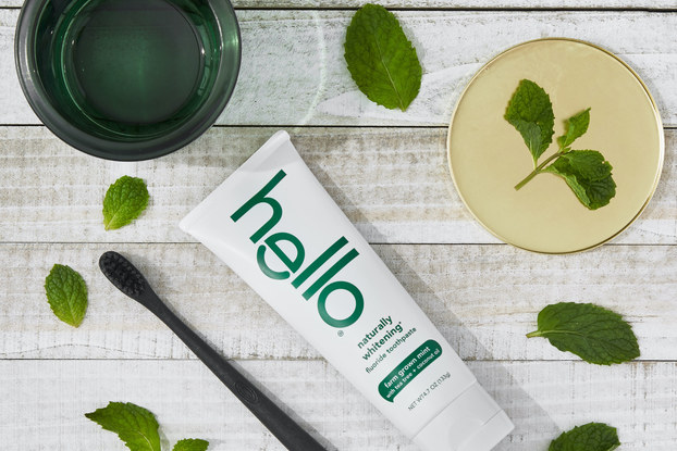 hello products natural cbd-infused toothpaste on a table