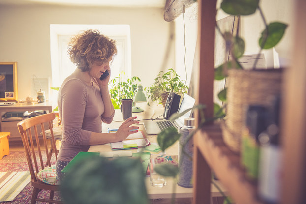 woman working from home at desk