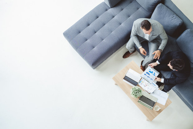 top view of two men in meeting