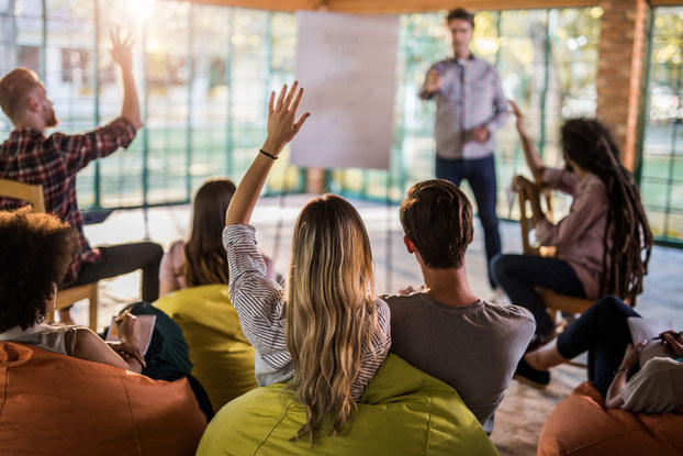 employees in a meeting