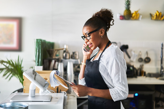 business owner taking order over the phone