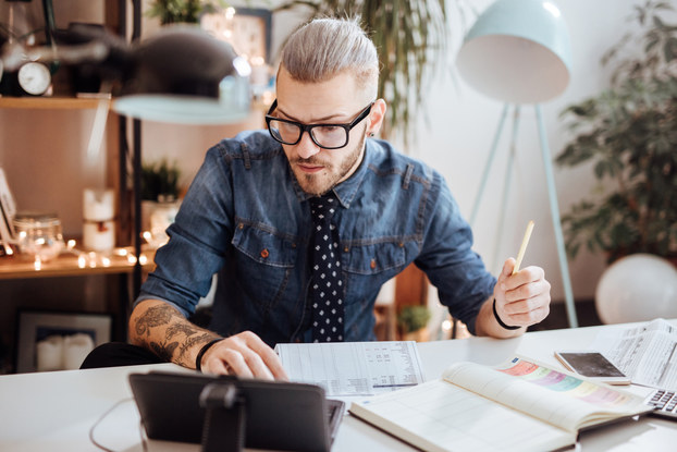 Entrepreneur working on computer