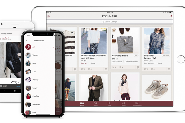 image of poshmark site and app on phone and tablet
