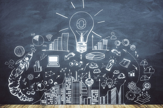 chalk art depicting lightbulb and business idea art