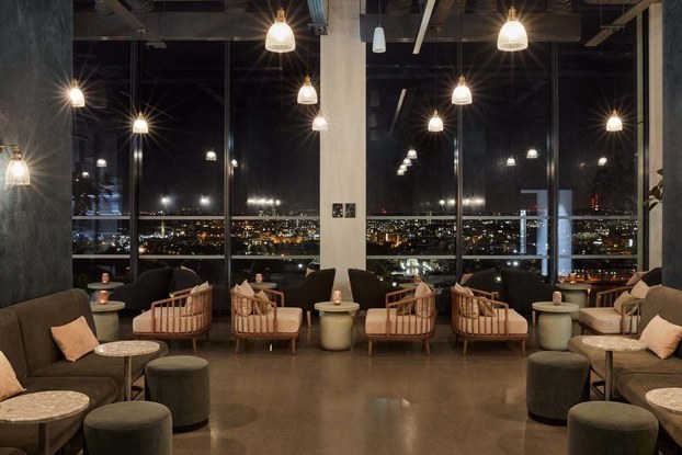 night bar inside the collective co-living building