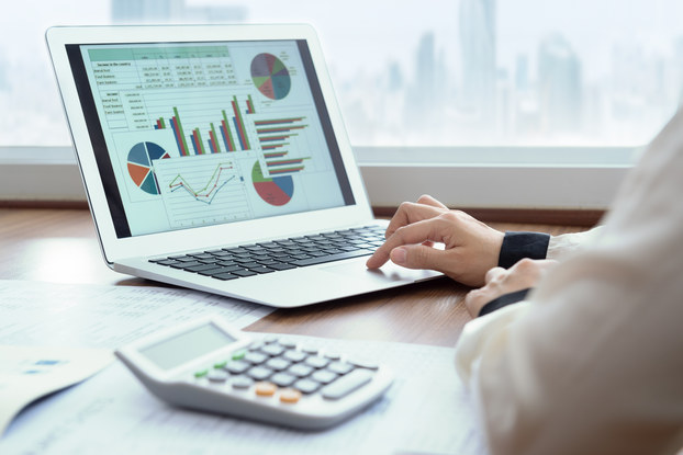 Businessman processing payroll.