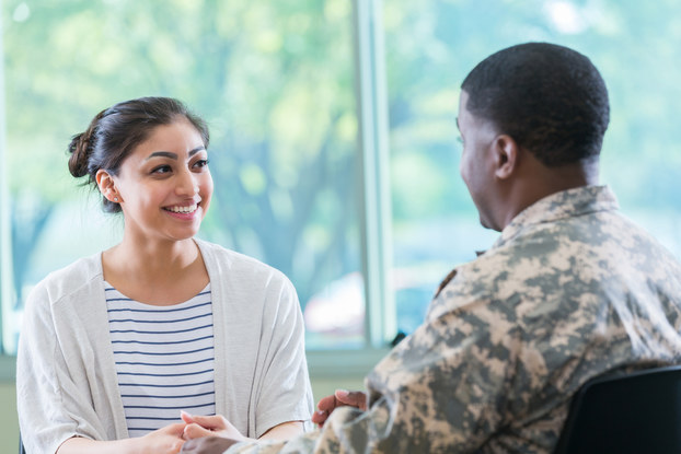 Veteran interviewing for job