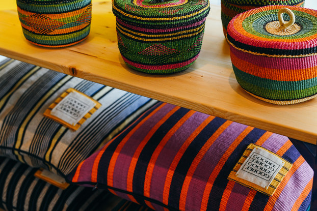 baskets and pillows sold by goodee