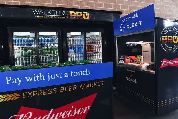 self-serve food and beverage kiosk at stadium