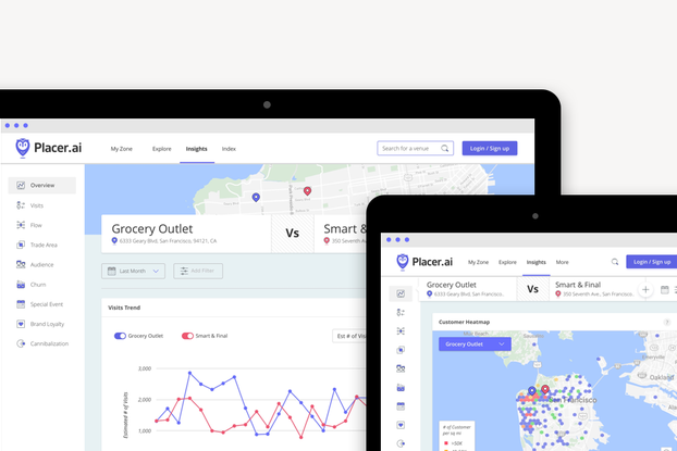 screenshot of placer.ai website and report