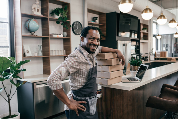 business owner inside coffee shop