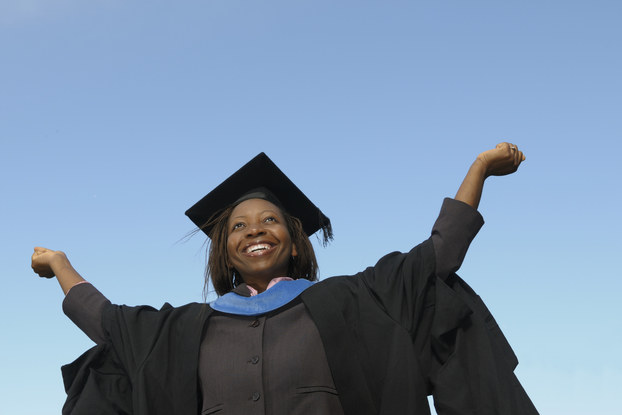 female graduate in gown