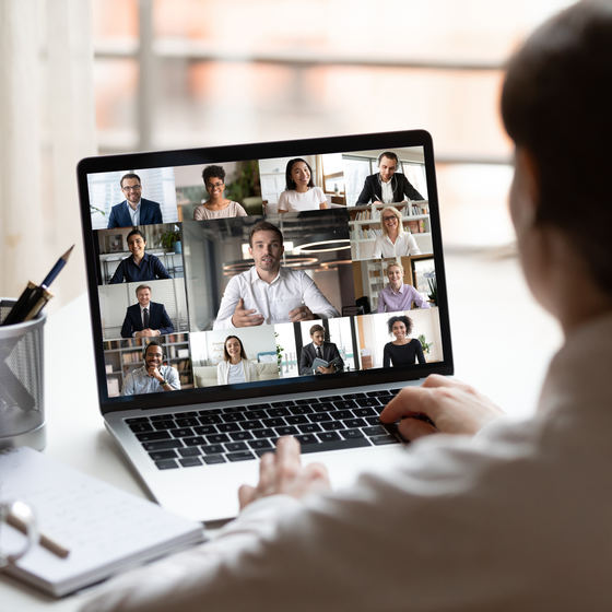 woman on laptop video call