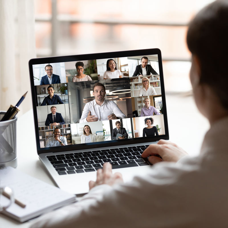 woman on laptop video call