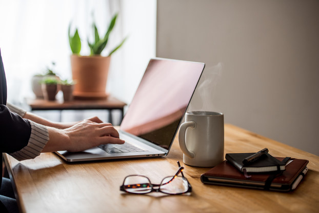 woman on laptop at home