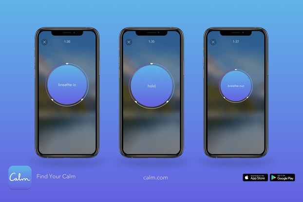 screen shots of calm meditation app