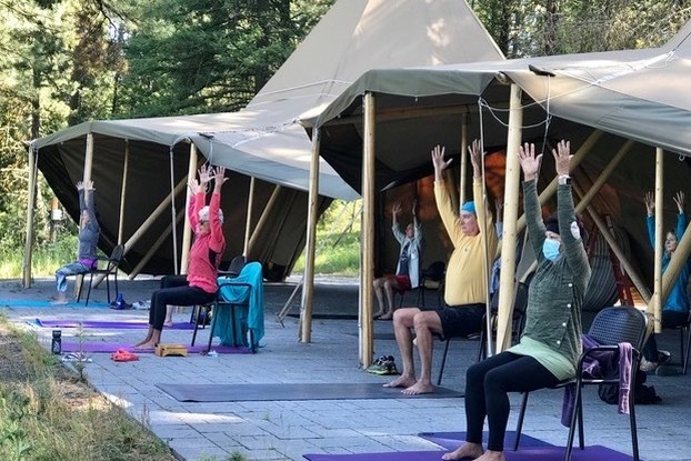outdoor class at Shanti Yoga Studio