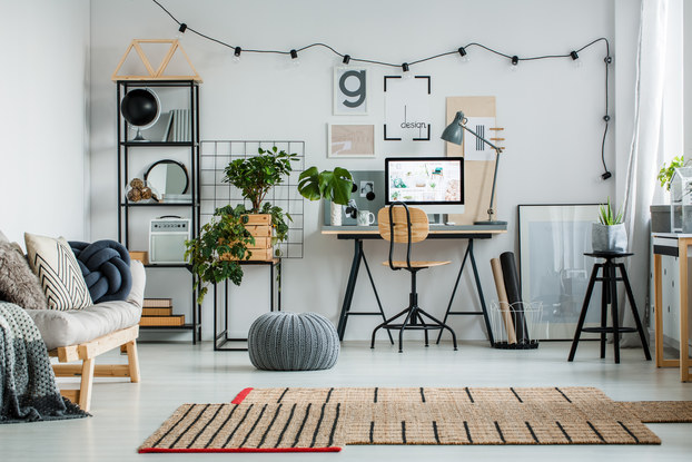 desk setup with decorations