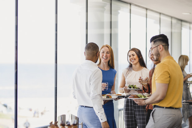 group of coworkers on lunch break
