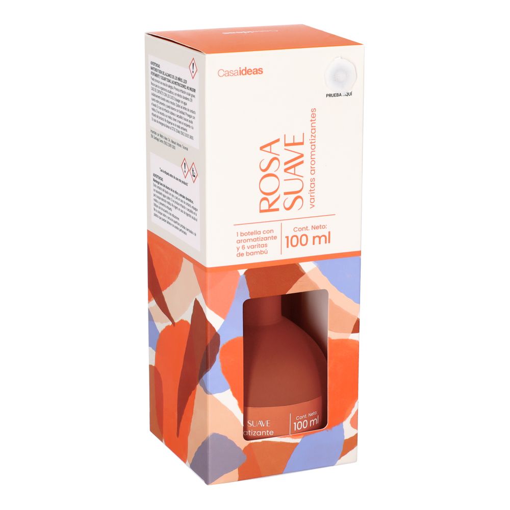 Botella con varitas aromáticas rosa suave 100 ml