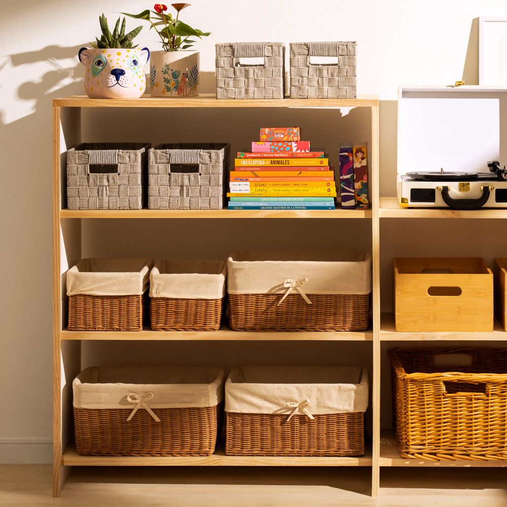 Canasto organizador de ratan 28x20x15 cm