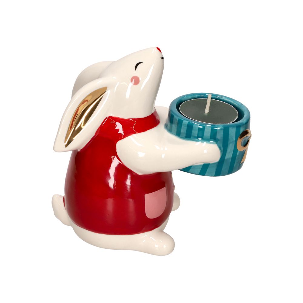 Portavela tealight de cerámica personaje navideño