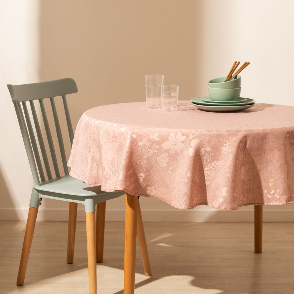 Mantel de jacquard de lino diámetro 150 cm