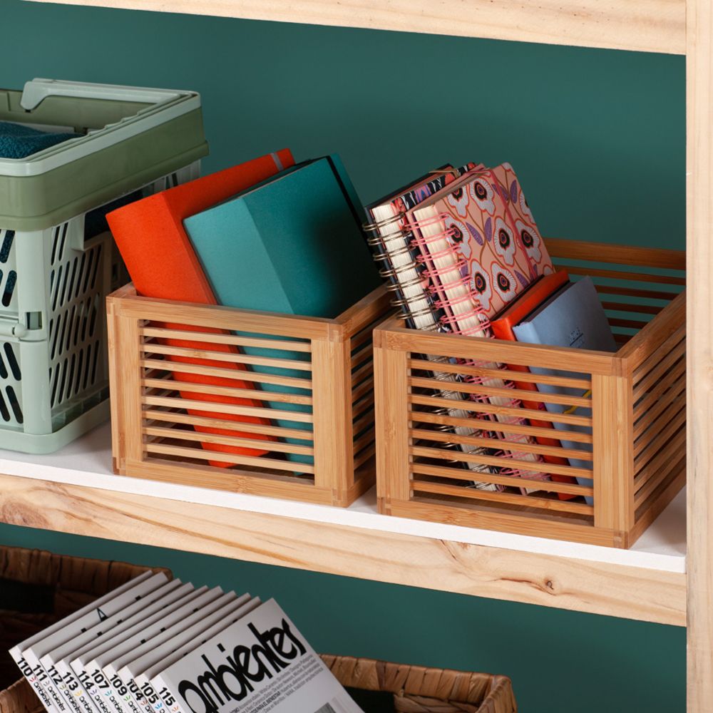 Canasta Bambú con Textura 30x20x15 cm