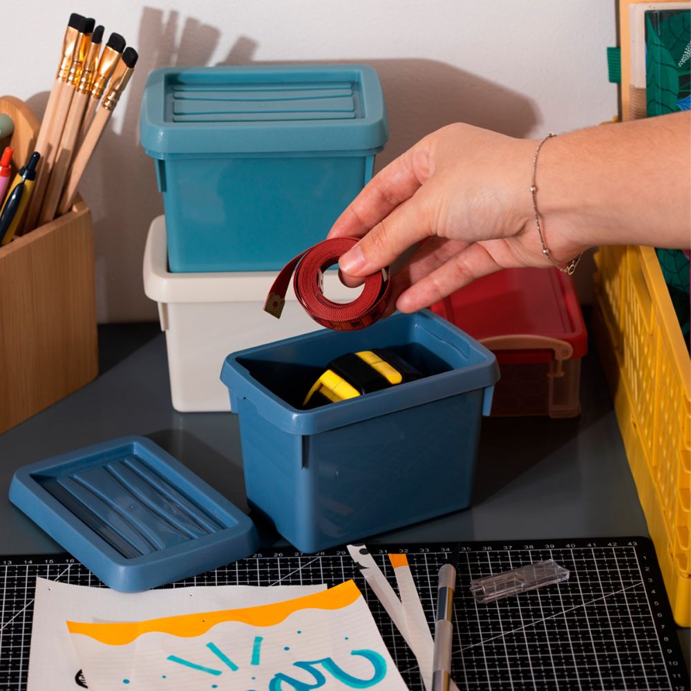 Set de 3 mini cajas plástico con tapa 0.5 l