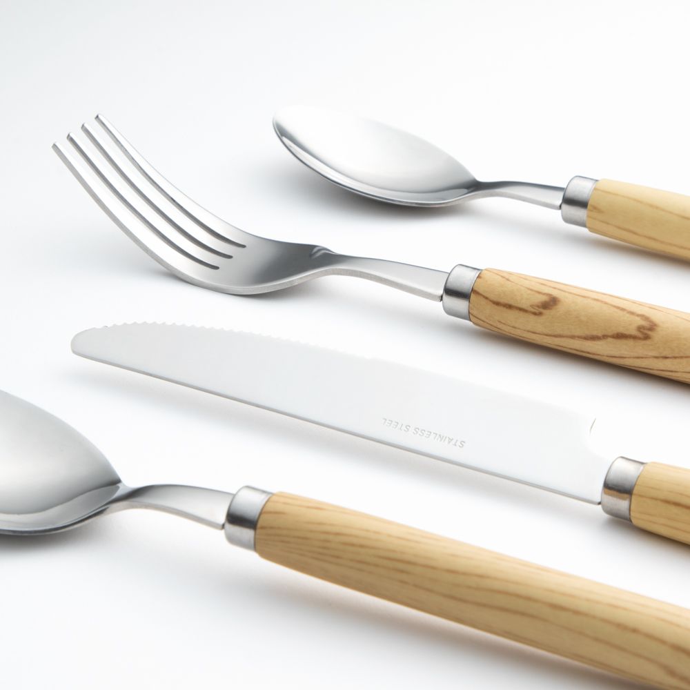 Set de cubiertos con base de color 24 piezas