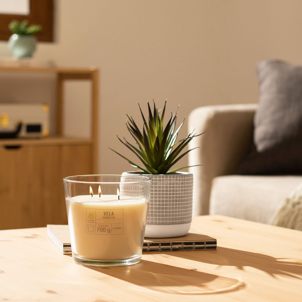 Vela Vidrio Rústica Vainilla 700 g