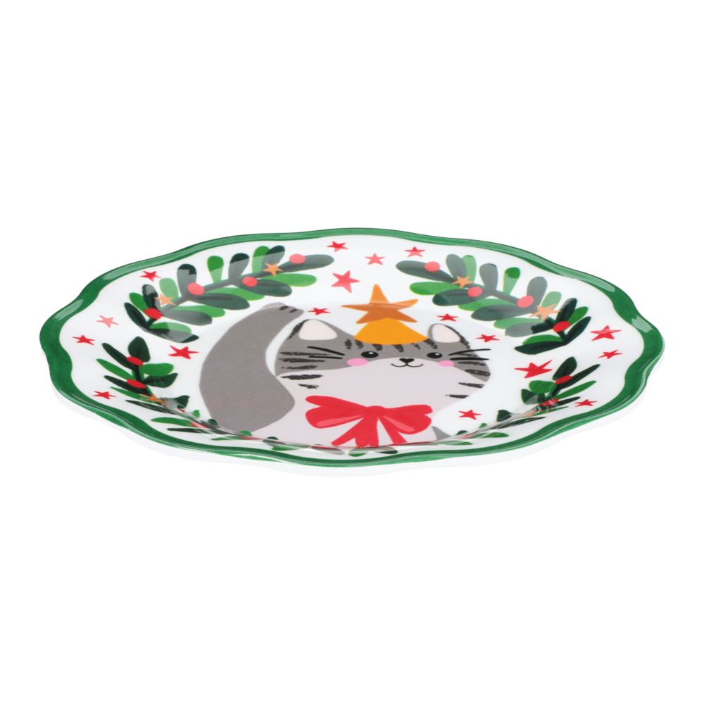Plato de melamina con diseño navideño 21.5 cm