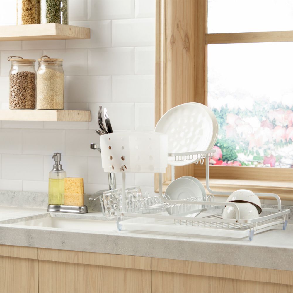 Escurridor Aluminio con Porta Cubiertos 57.5x35x27 cm