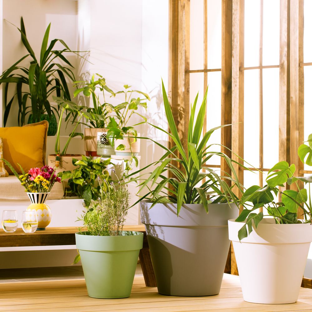 Maceta plástica con ruedas 46.5x42.5 cm