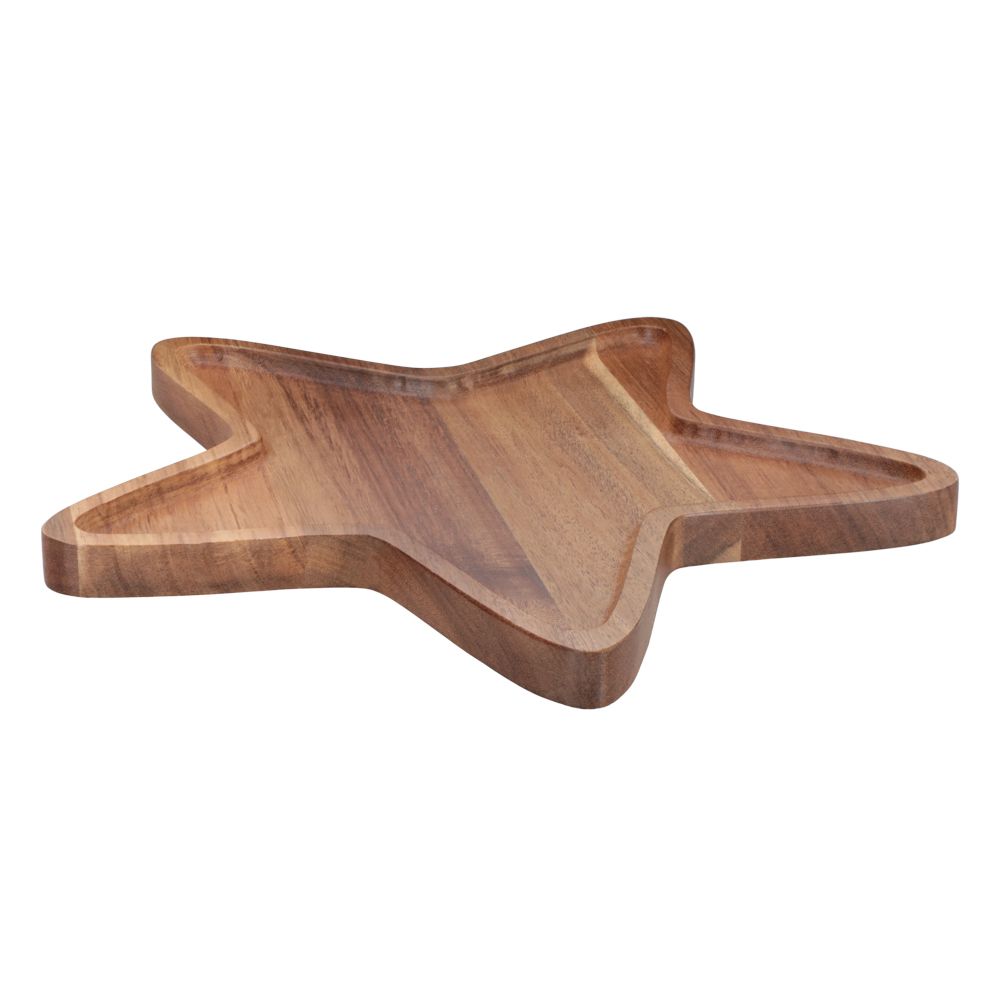 Plato de madera de acacia con forma de estrella