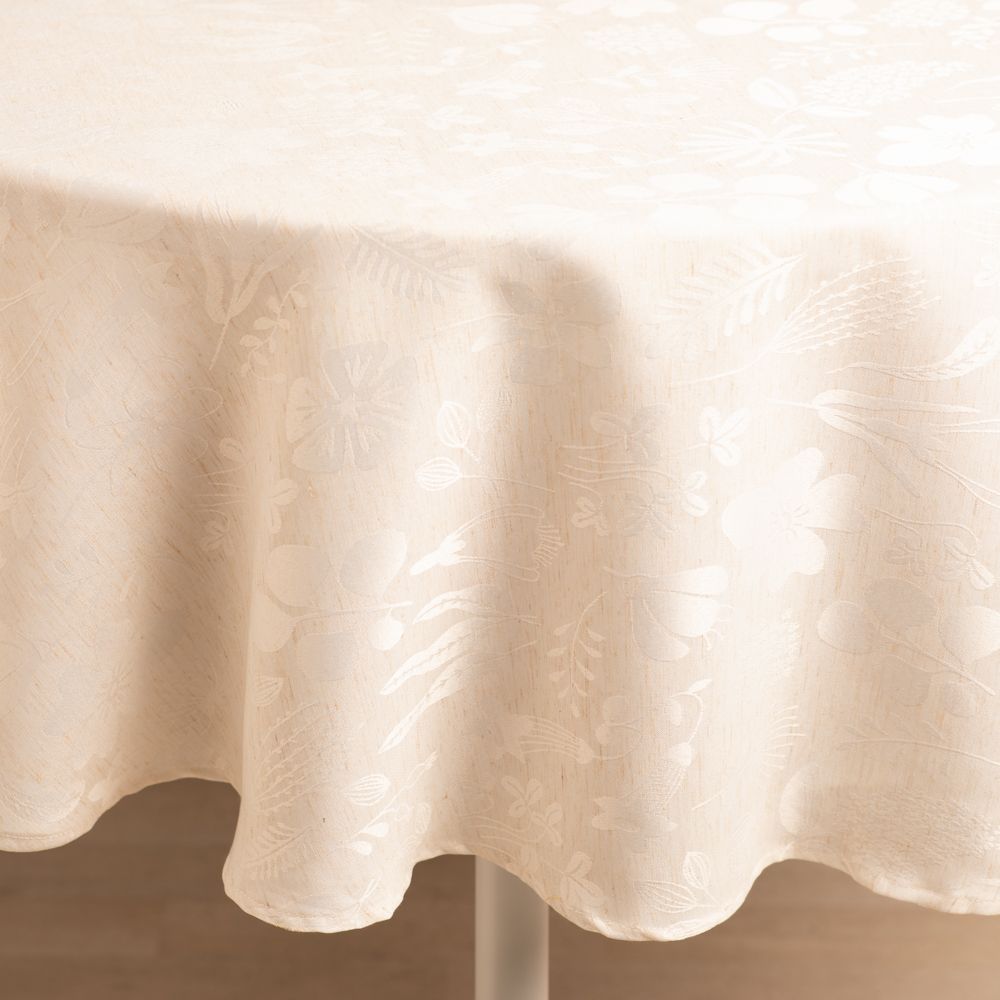 Mantel de jacquard de lino diámetro 150 cm
