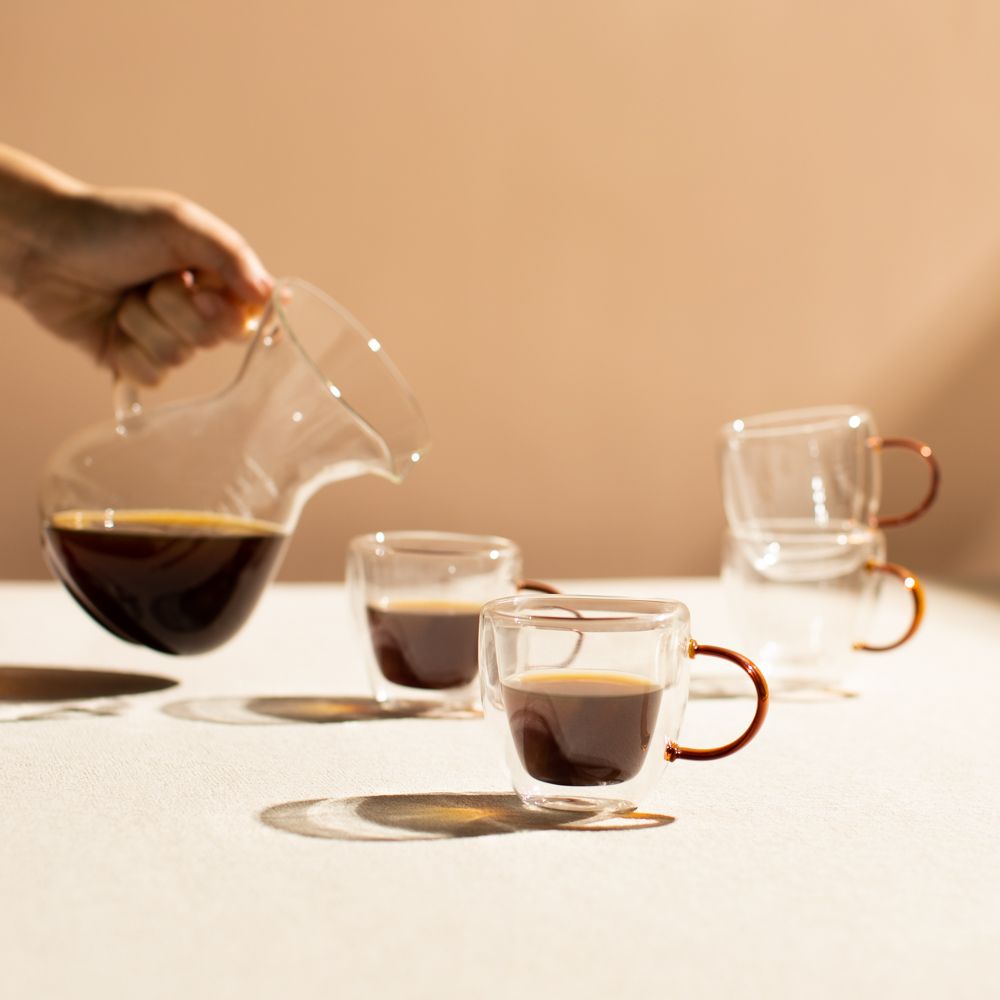 Set 4 Tazas de vidrio doble muro espresso 90 ml