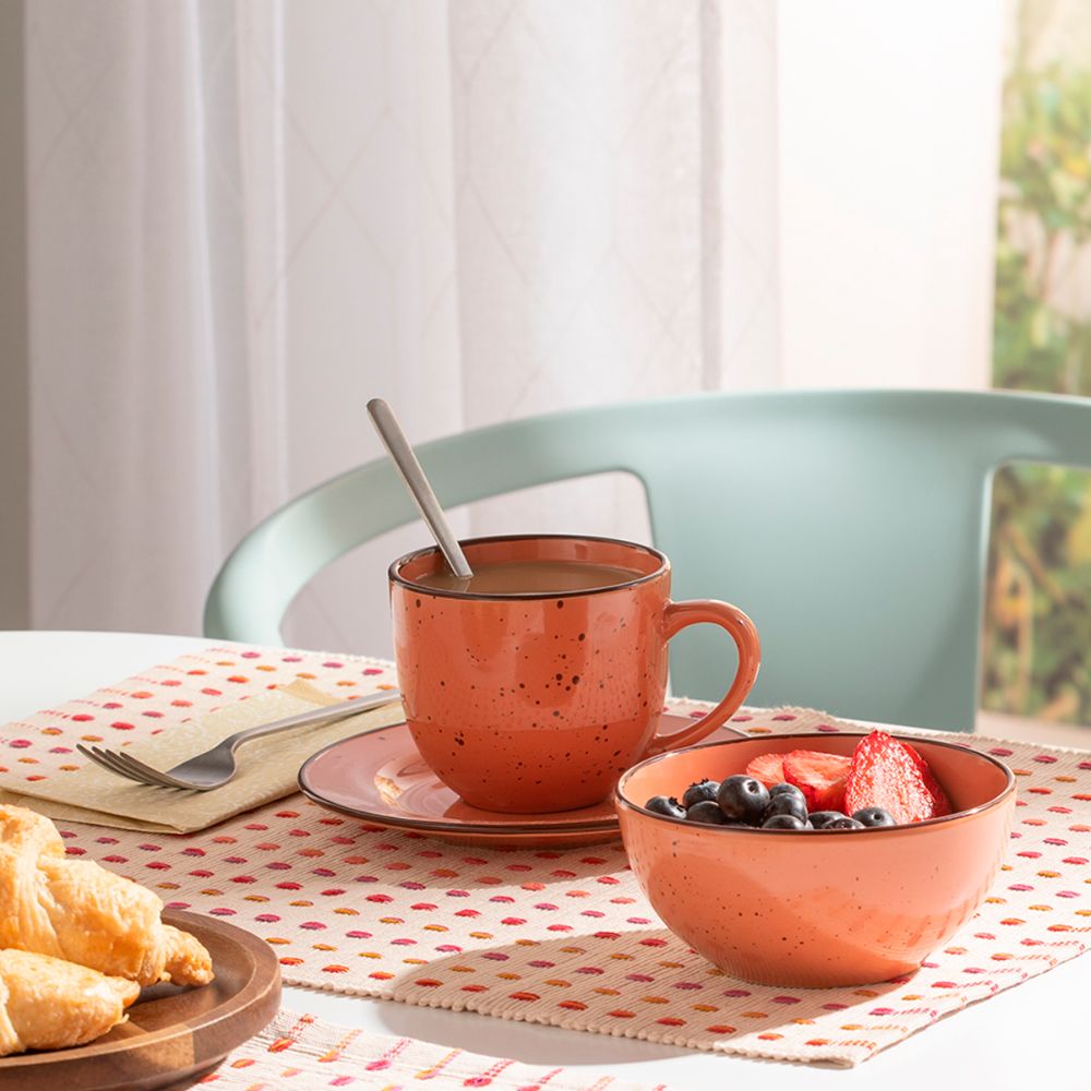 Taza Té Cerámica Rústico con Plato 240 ml