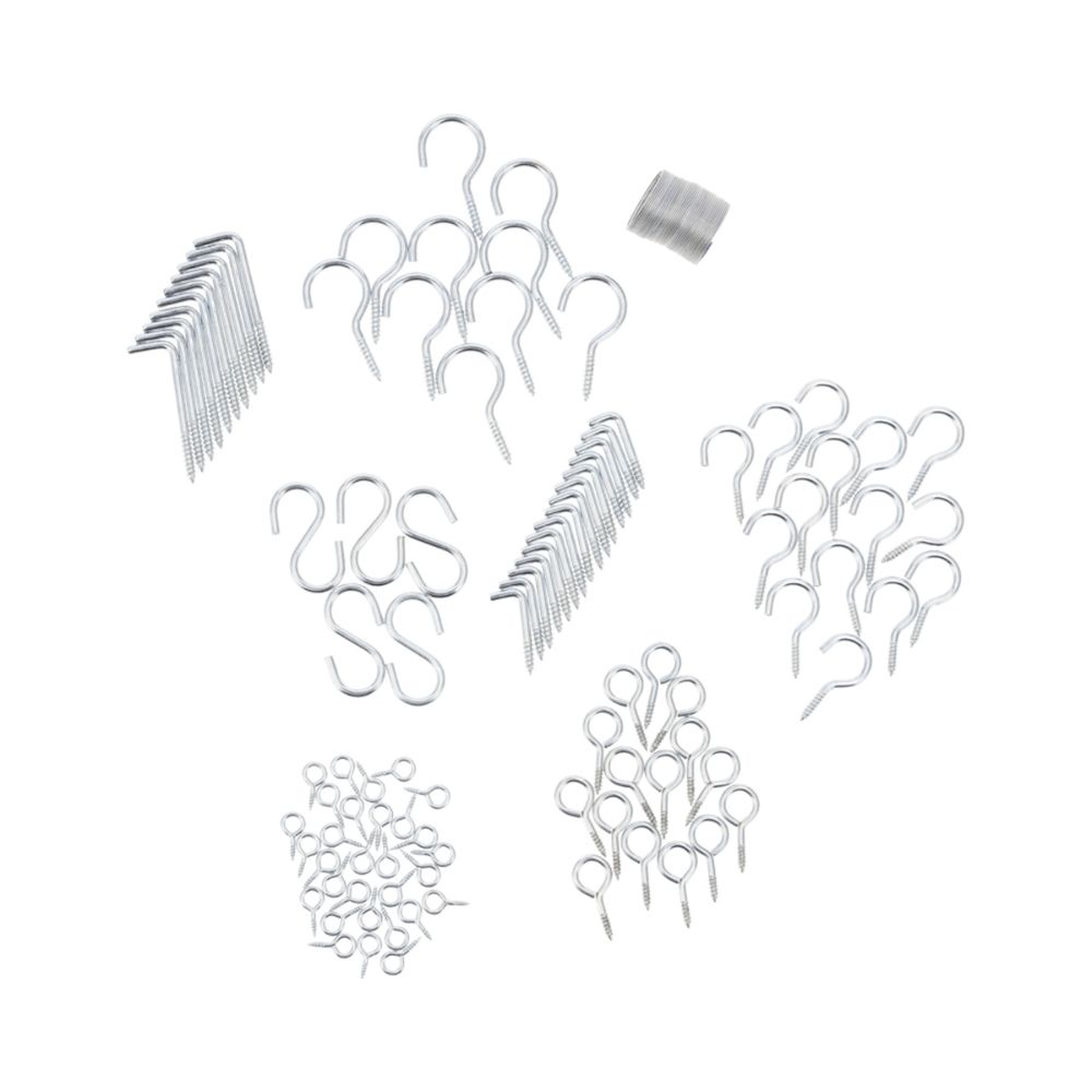 Kit 102 Piezas de Tornillo con Argolla y Ganchos
