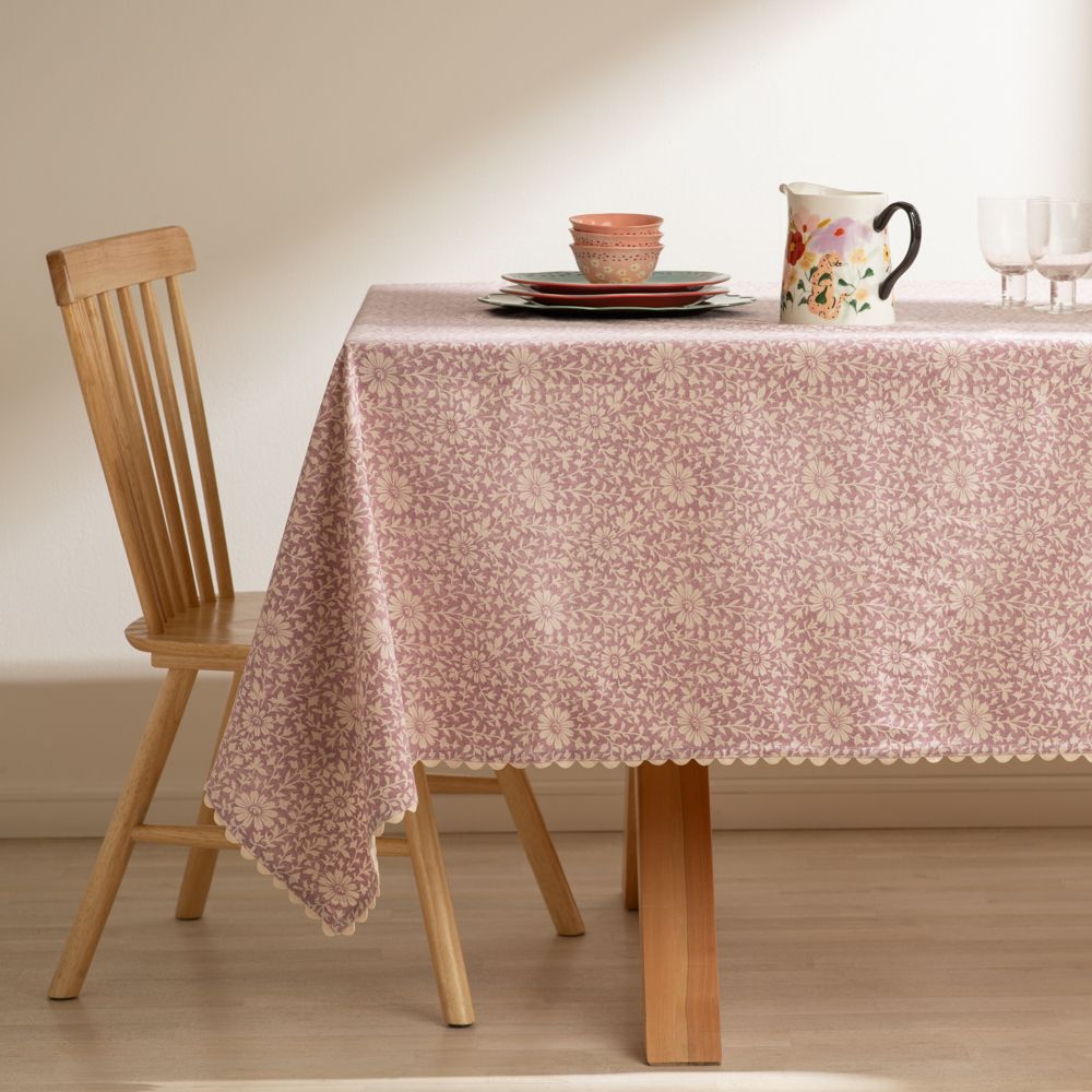 Mantel de algodón con diseño y bordes 150x150 cm