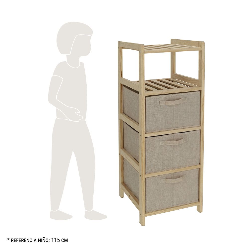 Mueble cajonera textil 4 niveles 35.6x104x37 cm
