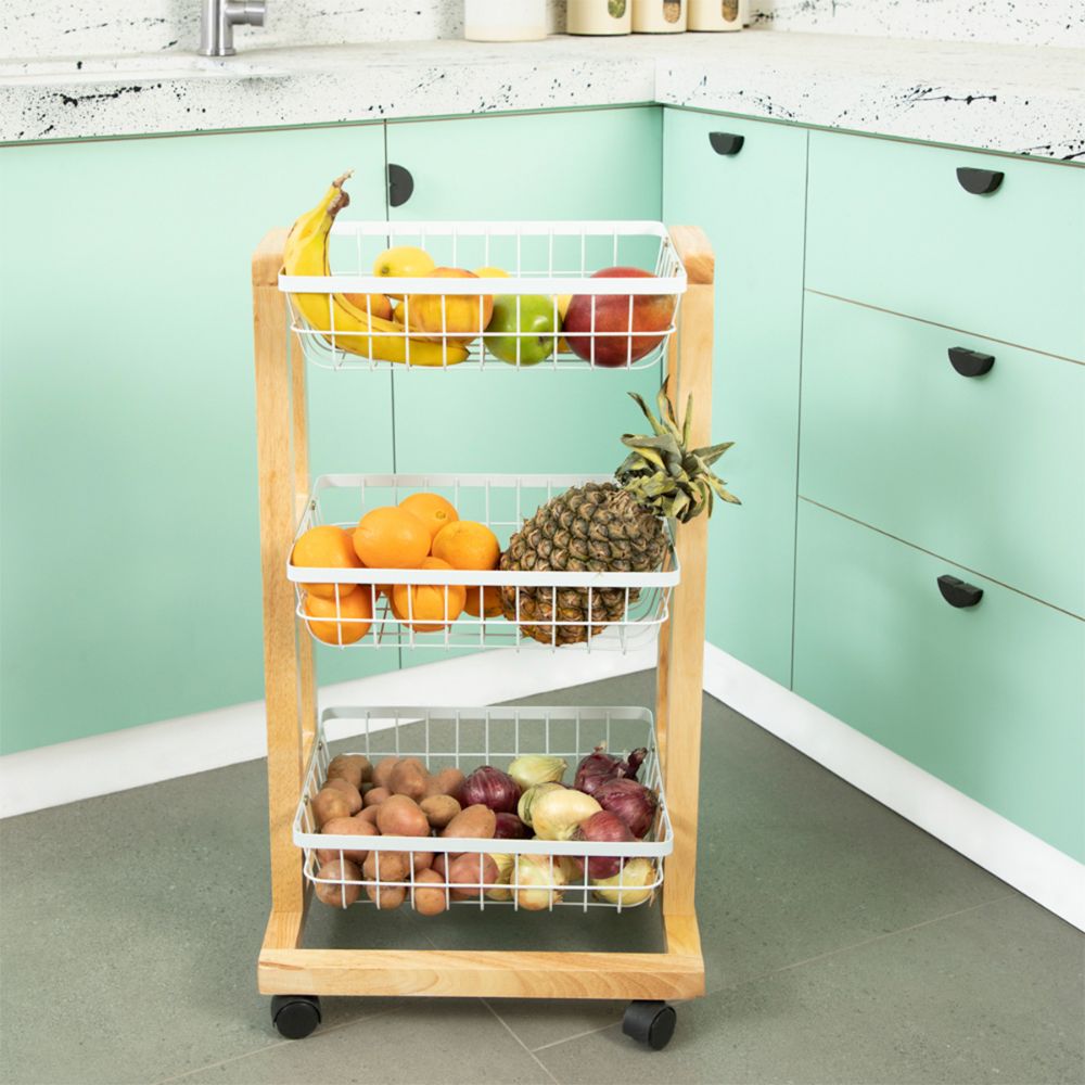 Verdulero Metalico con 3 Niveles y Ruedas