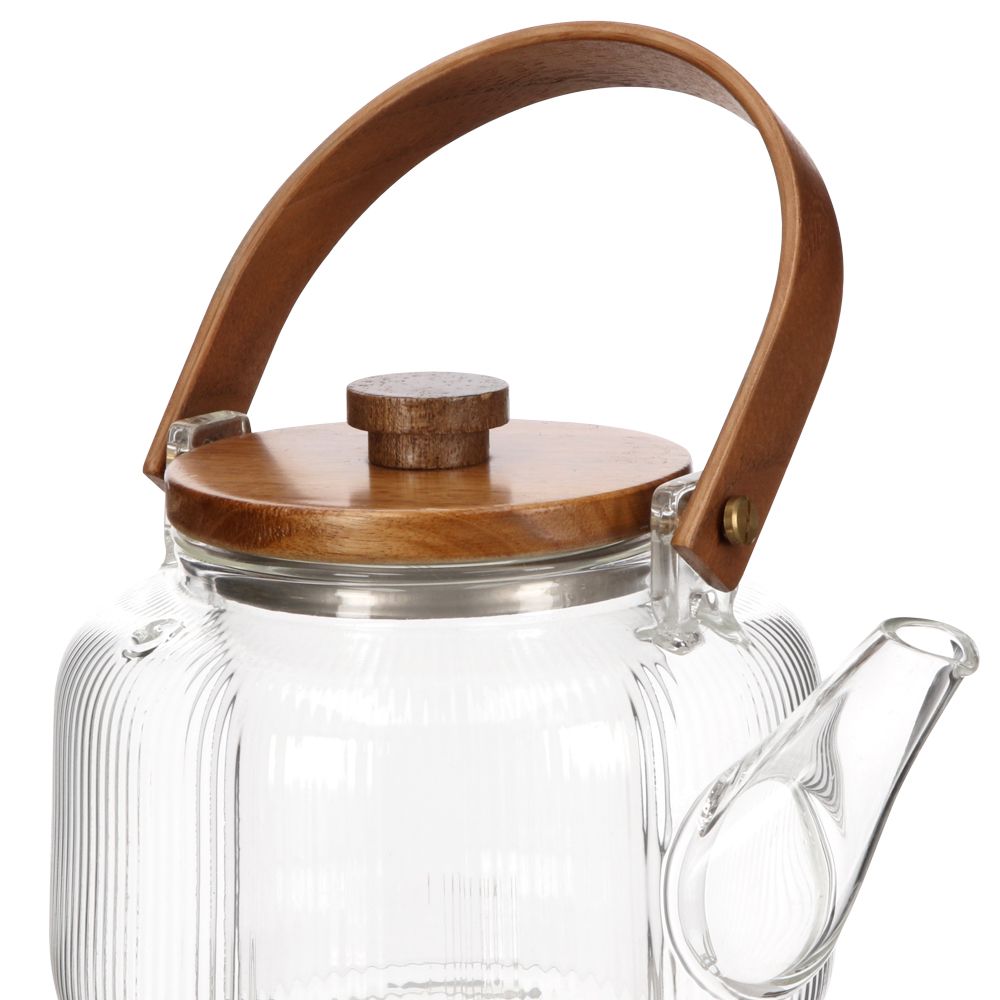 Tetera de borosilicato con tapa madera 800 ml