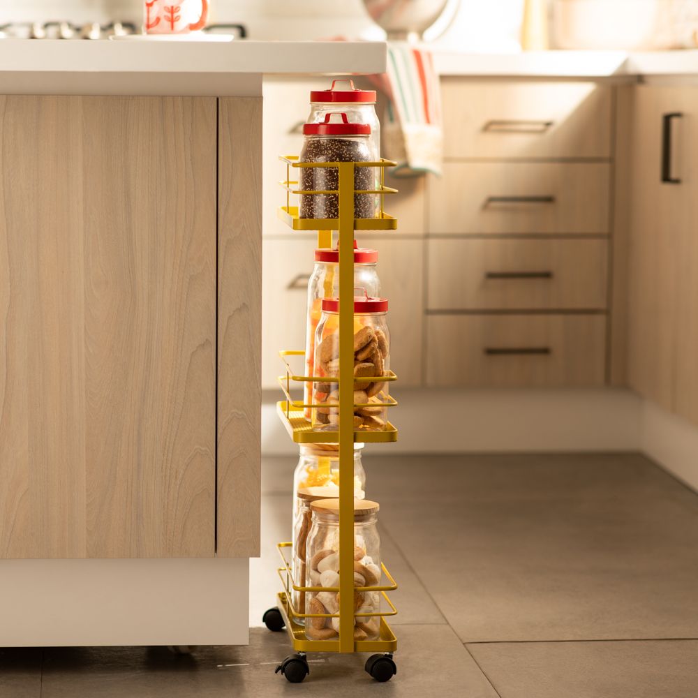 Carro angosto de metal con 3 niveles 35.5x14x70 cm