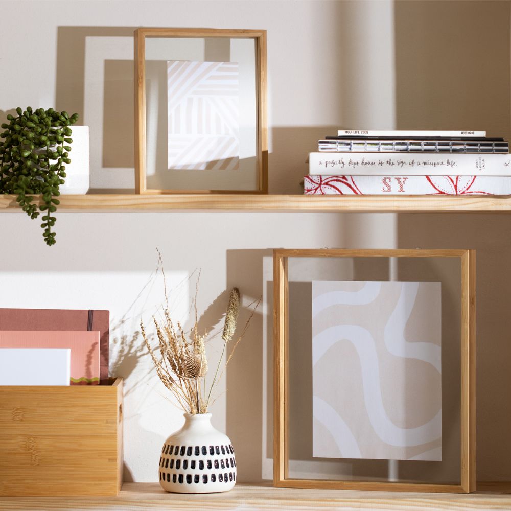 Portarretrato Bambú Doble Vidrio 28x4x33 cm