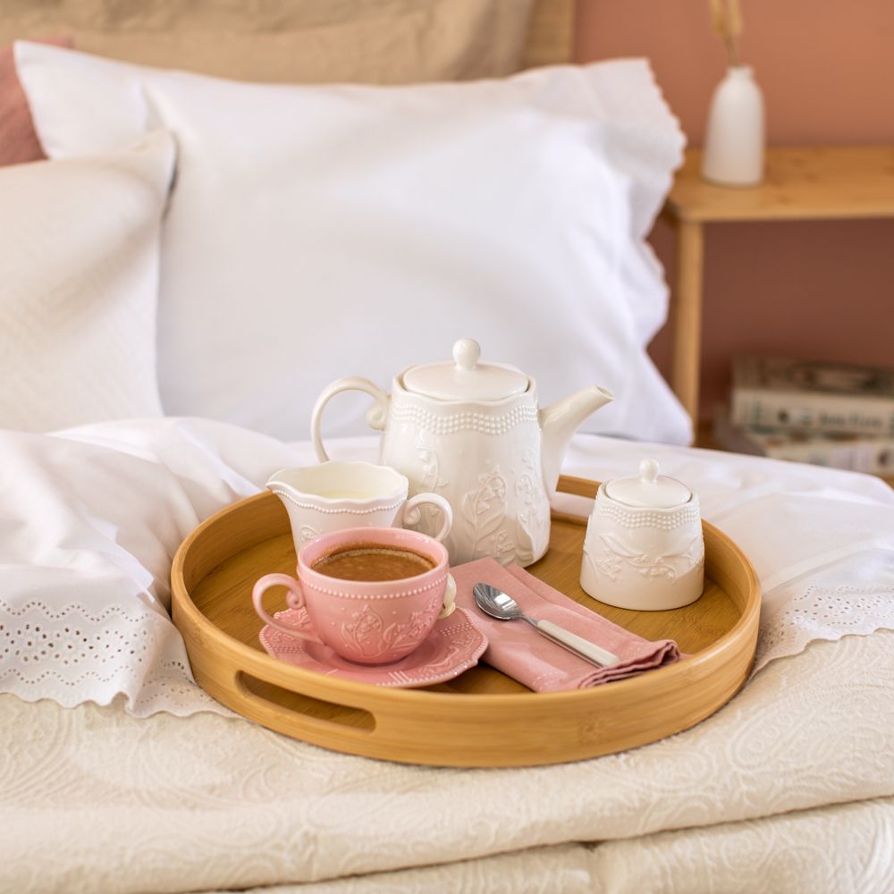 Bandeja de bambú redonda