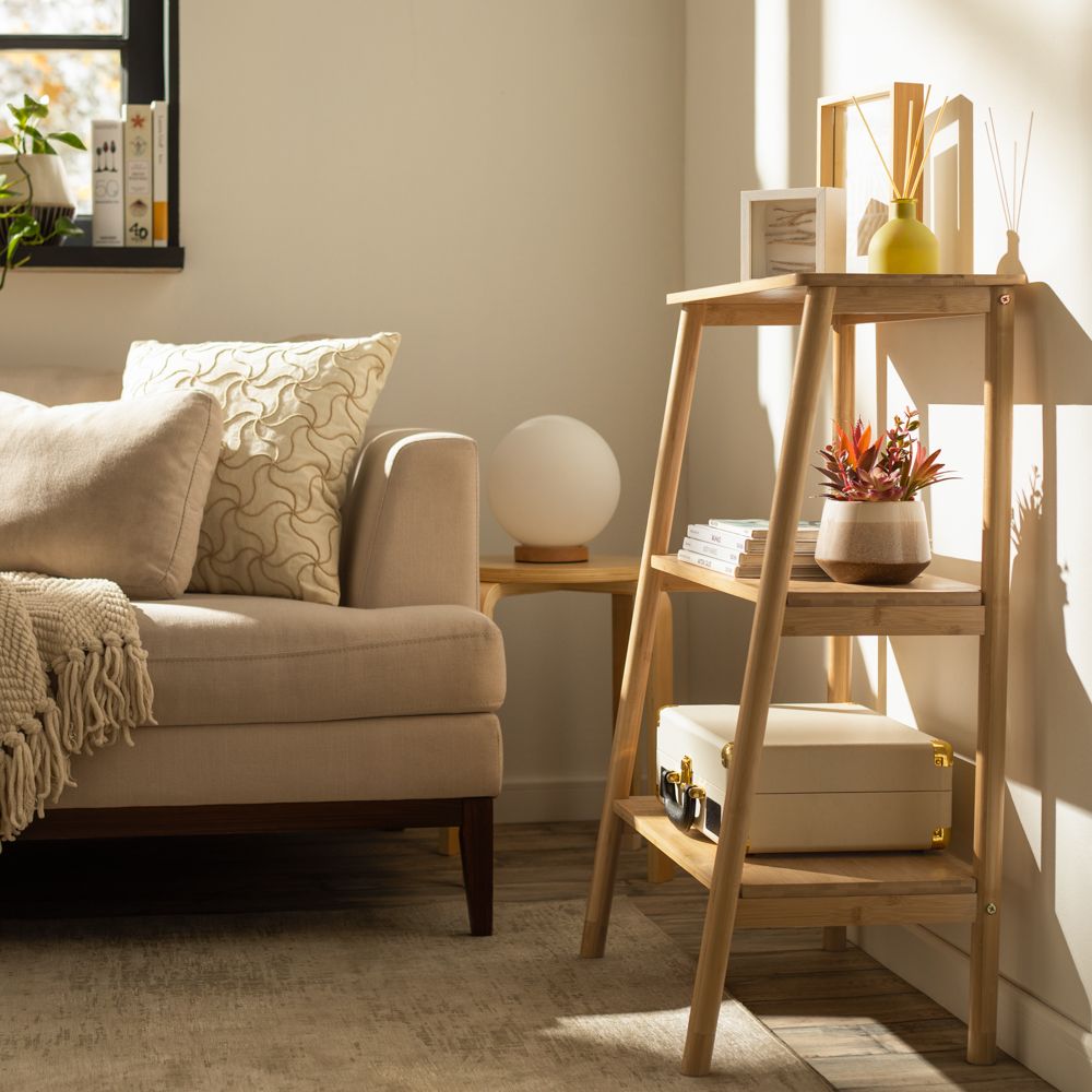 Estante de 3 niveles bambú 58x35x85 cm