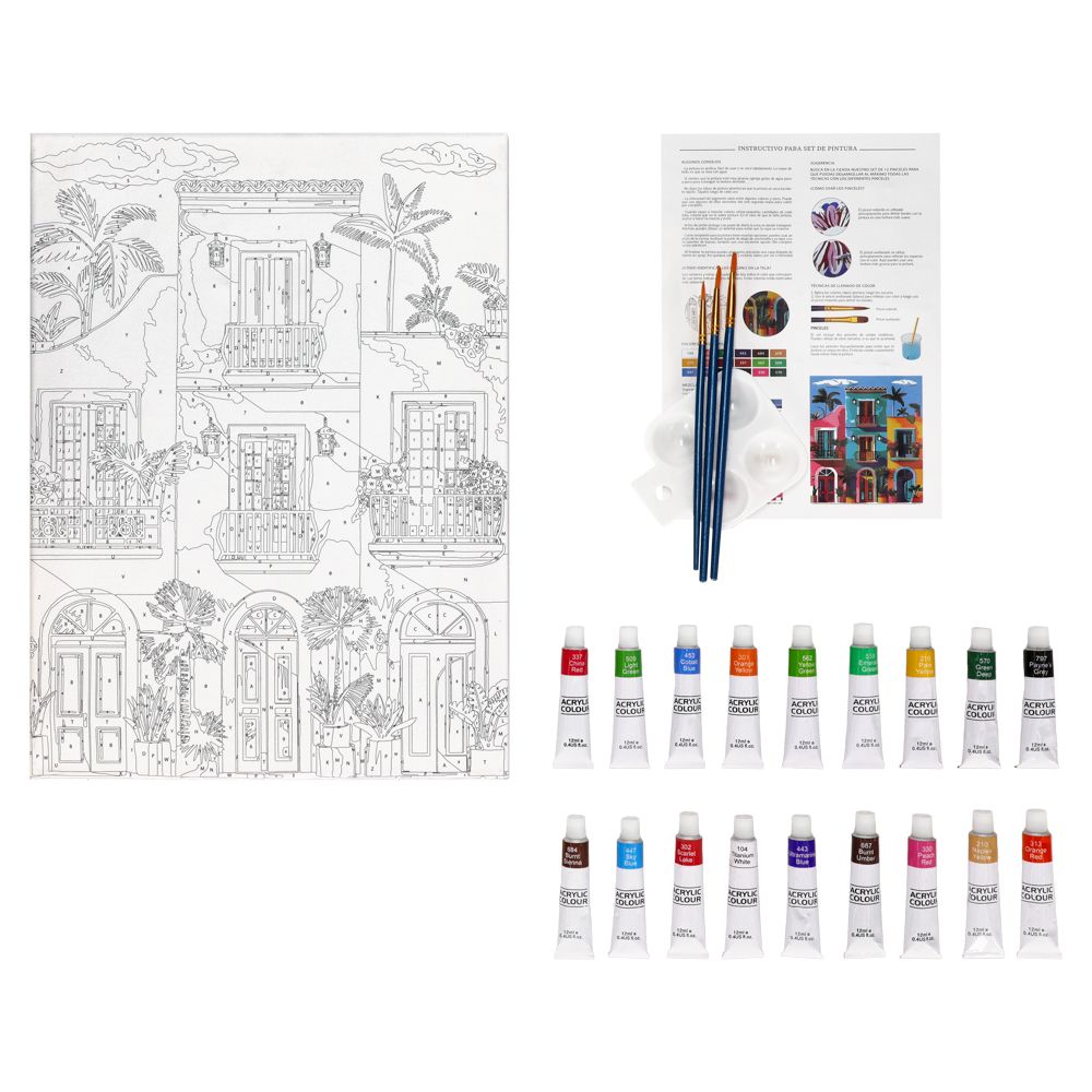 Set de bastidor con diseño y pinturas acrílicas 30x40 cm