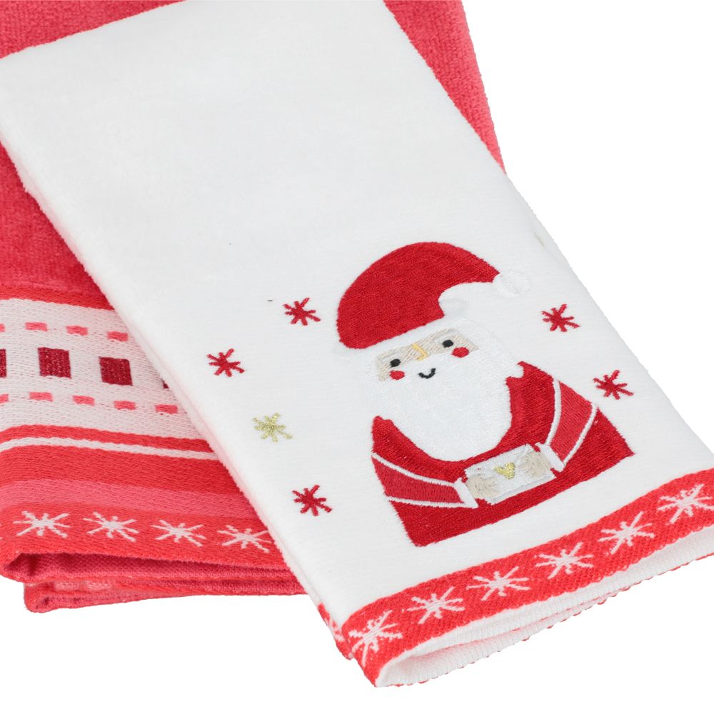 Set de 2 toallas de algodón bordado navidad