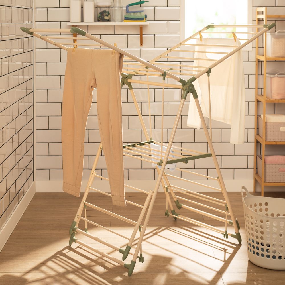 Tendedero metálico horizontal plegable de piso 156x61x99 cm